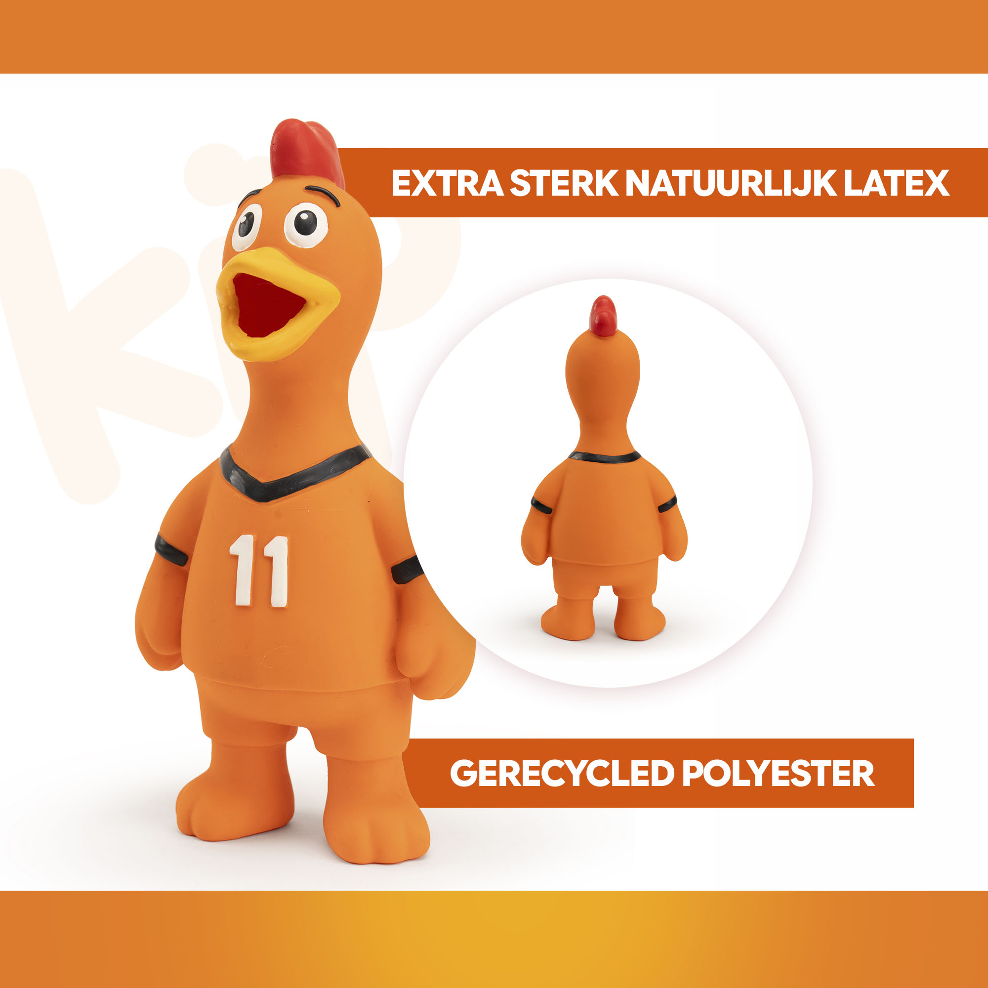 Oranje Latex Hondenspeeltjes WK Kip 2026 Oranje Latex Hondenspeeltjes WK Kip - Afbeelding 3