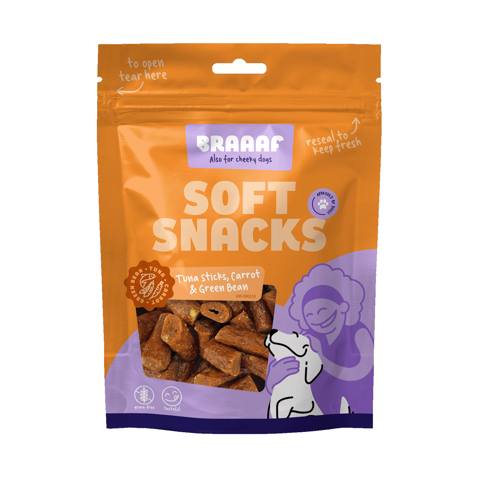 Braaaf Soft Snack Tonijnstick met wortel en sperzieboon 2026 Braaaf Soft Snack Tonijnstick met wortel en sperzieboon