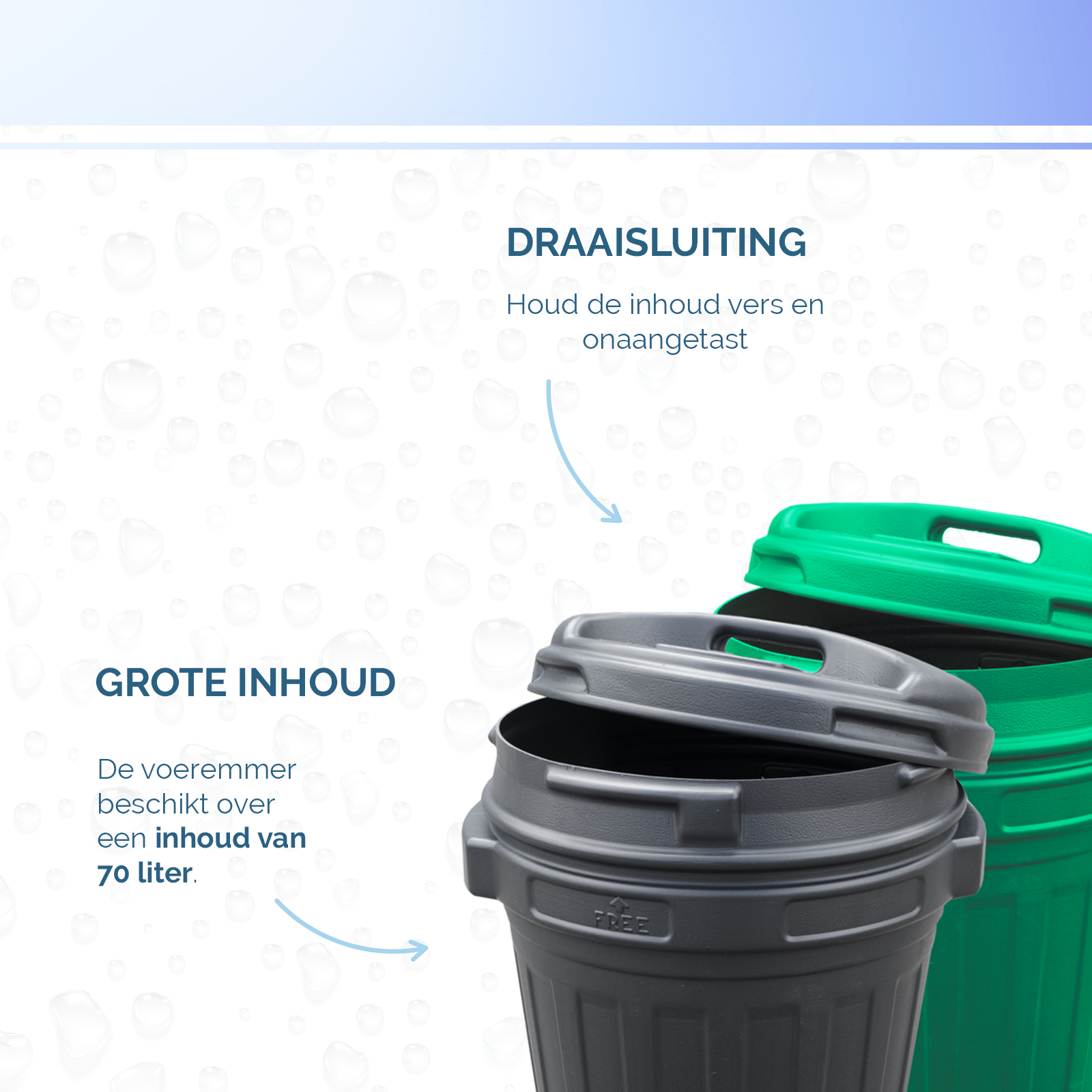 Voerton met draaisluiting 70 liter Zwart 2026 Voerton met draaisluiting 70 liter Zwart - Afbeelding 4
