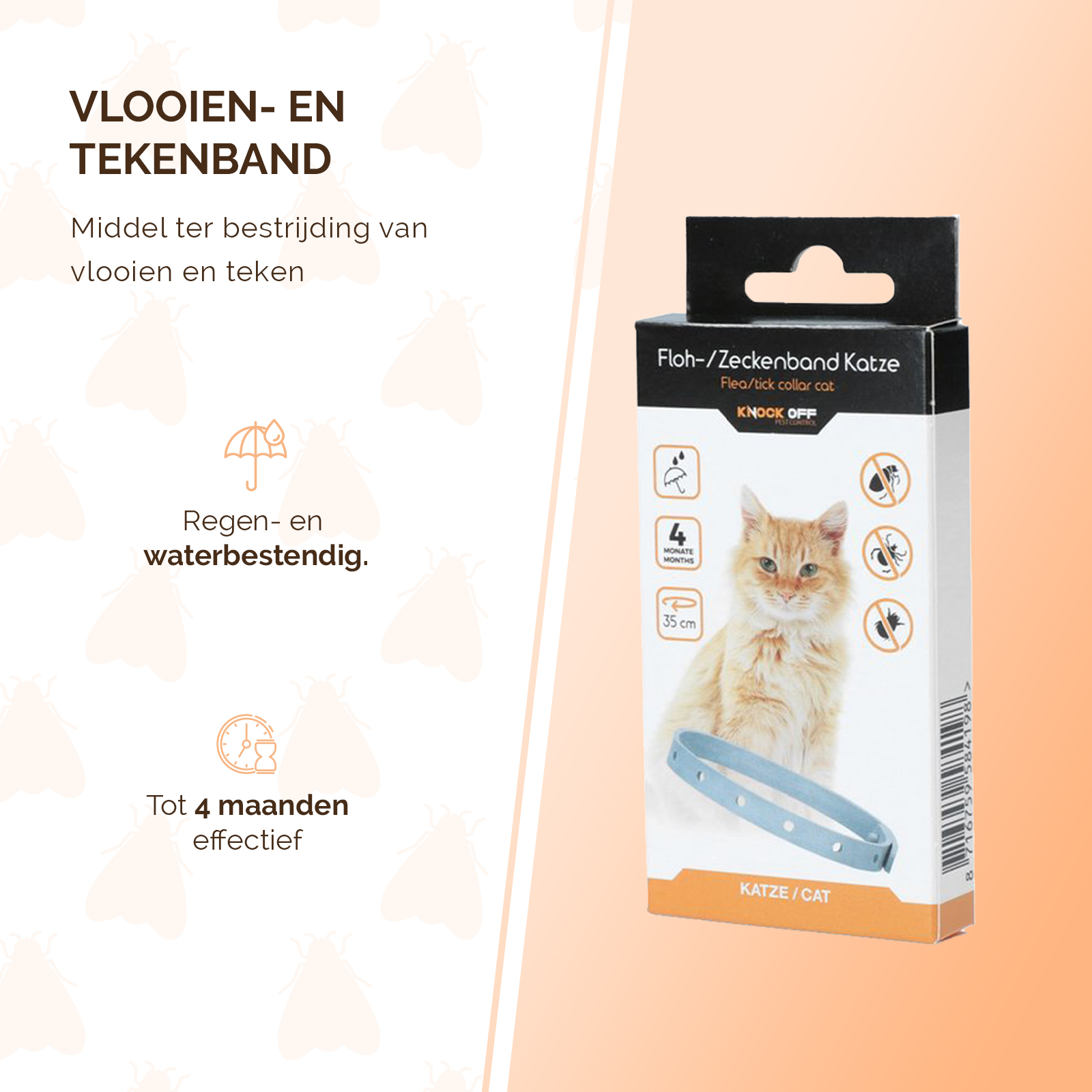 Knock Pest Vlooien/Tekenband Kat 33 cm DE/UK 2026 Knock Pest Vlooien/Tekenband Kat 33 cm DE/UK - Afbeelding 2