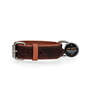 Spotted! Pro Leren Halsband 50 cm - Bruin