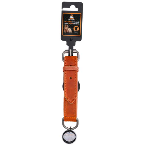 Spotted! Pro Leren Halsband Cognac 2,5x40cm - Afbeelding 3