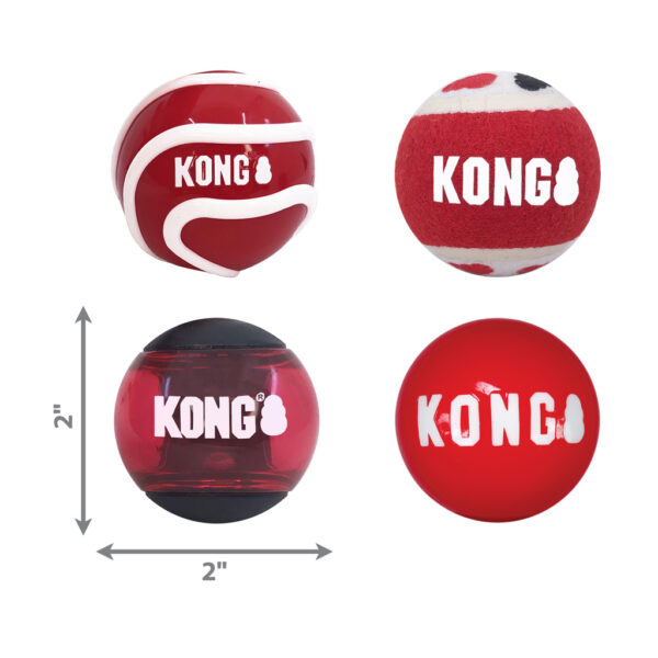 KONG Signature Balls 4-pk Assorted Sm - Afbeelding 2