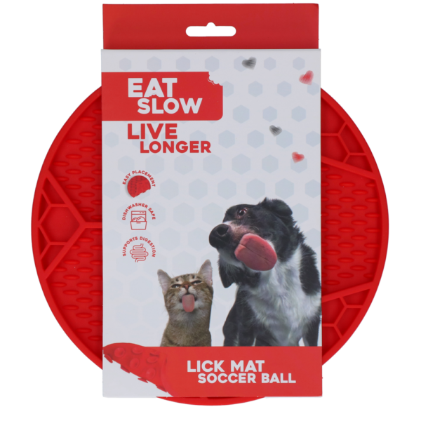 Eat Slow Live Longer Lick Mat Voetbal Rood