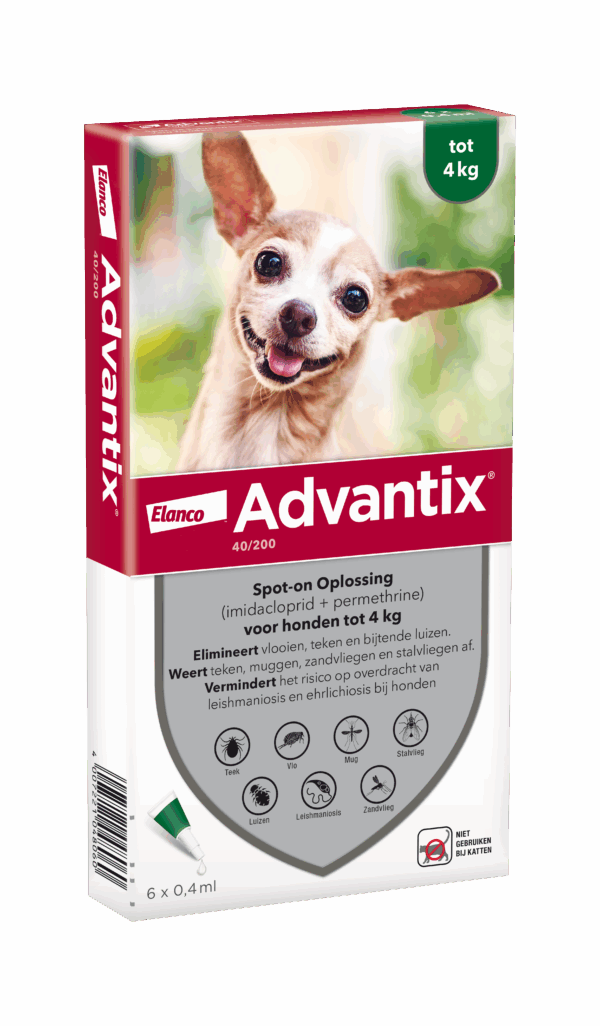 Advantix vlooien- en tekenpipet voor honden 40/200 (1,5 tot 4kg) 6 pipetten - Afbeelding 2