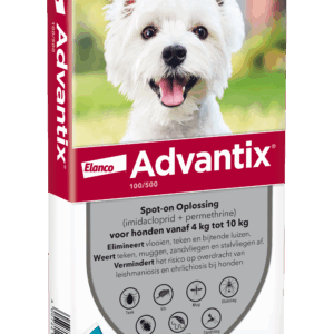 Advantix vlooien- en tekenpipet voor honden 100/500 (4 tot 10 kg) 4 pipetten