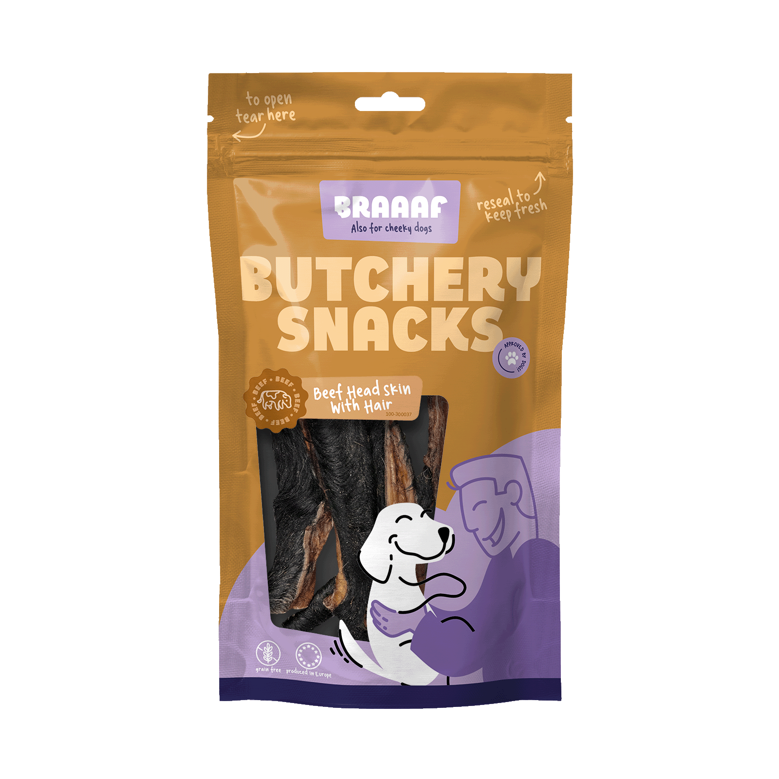 Braaaf Butchery Snacks Runderkophuid met haar 150 g 2025 Braaaf Butchery Snacks Runderkophuid met haar 150 g