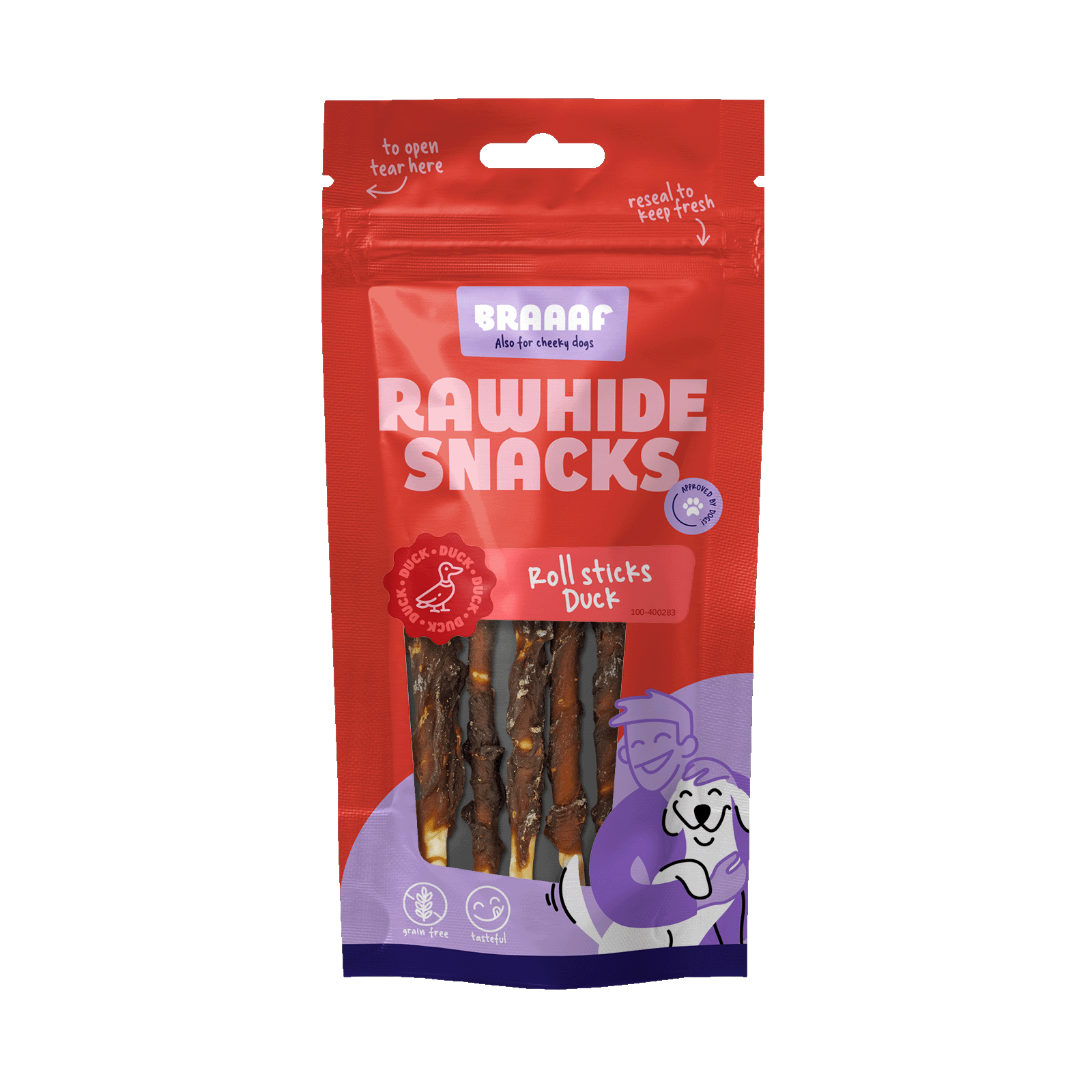 Braaaf Rawhide Roll Sticks Eend - 8 st. 2025 Braaaf Rawhide Roll Sticks Eend - 8 st.