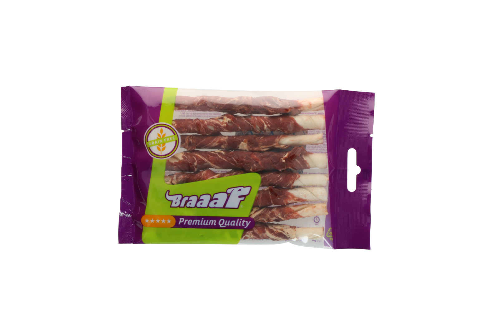 Braaaf Rawhide Roll Sticks Lam & Vis - 8 st. 2025 Braaaf Rawhide Roll Sticks Lam & Vis - 8 st. - Afbeelding 3