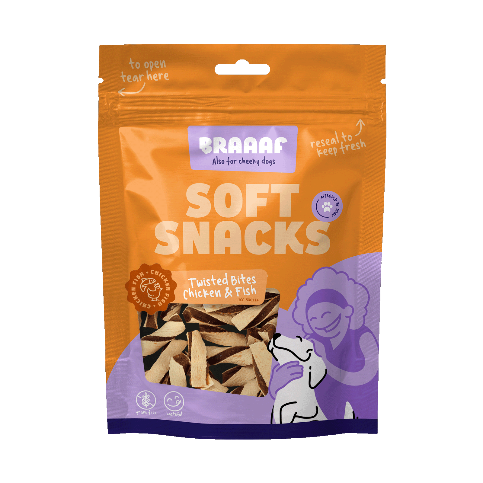 Braaaf Soft Snack Gedraaide Bites - Kip & Vis 2025 Braaaf Soft Snack Gedraaide Bites - Kip & Vis