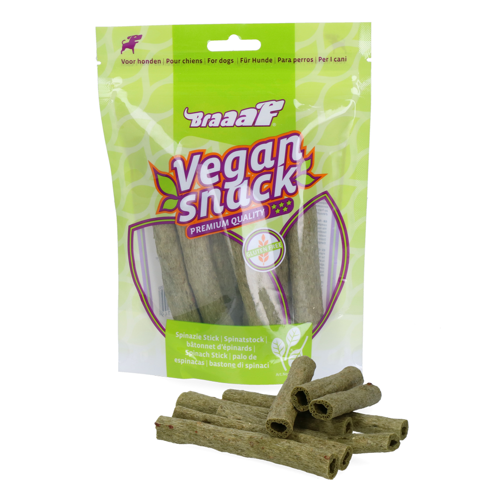 Braaaf Vegan Snack Spinazie Stick - 12 cm 2025 Braaaf Vegan Snack Spinazie Stick - 12 cm