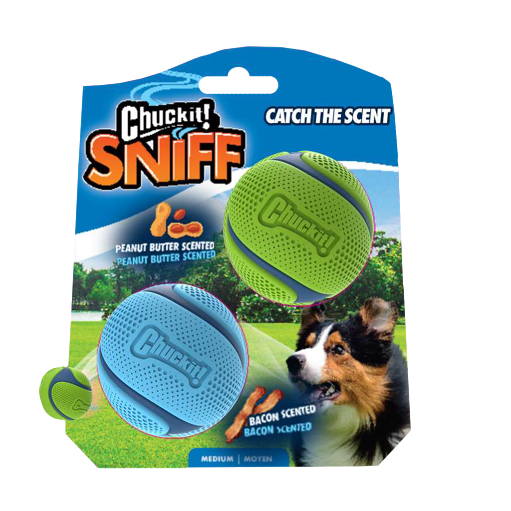 Chuckit! Sniff Fetch Ball Bacon & Peanut Butter M 2-pack 2025 Chuckit! Sniff Fetch Ball Bacon & Peanut Butter M 2-pack