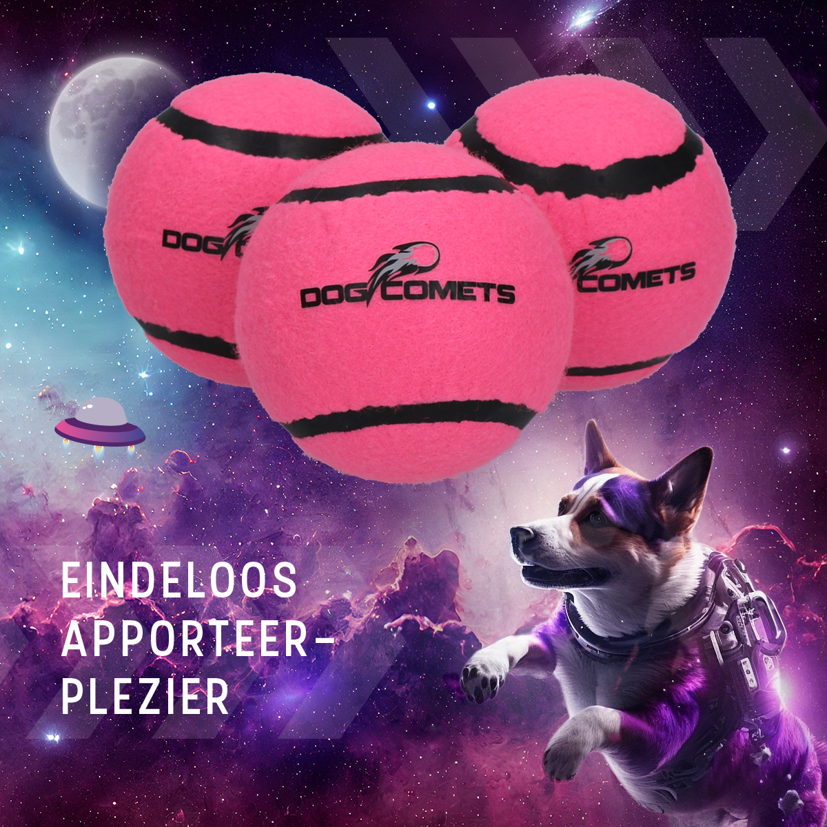 Dog Comets Tennisbal Starlight S Roze (3-pack) 2025 Dog Comets Tennisbal Starlight S Roze (3-pack) - Afbeelding 5