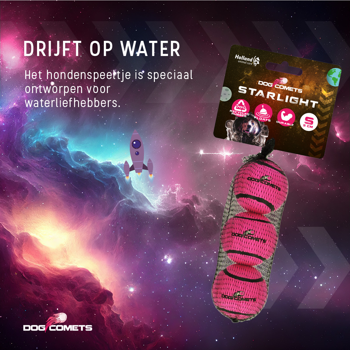 Dog Comets Tennisbal Starlight S Roze (3-pack) 2025 Dog Comets Tennisbal Starlight S Roze (3-pack) - Afbeelding 6