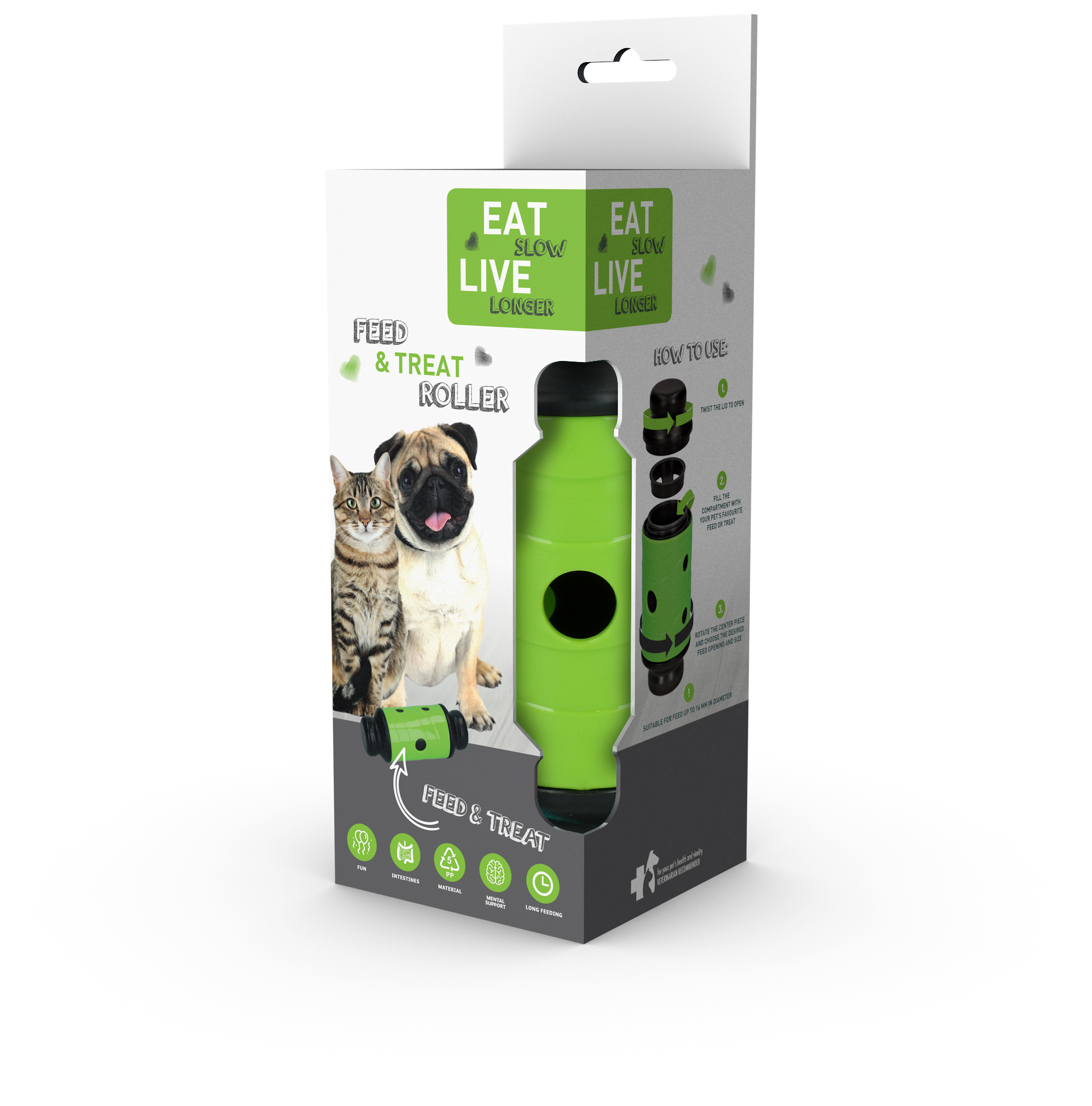 Eat Slow Live Longer Feed & Treat Roller Groen S 2025 Eat Slow Live Longer Feed & Treat Roller Groen S - Afbeelding 2