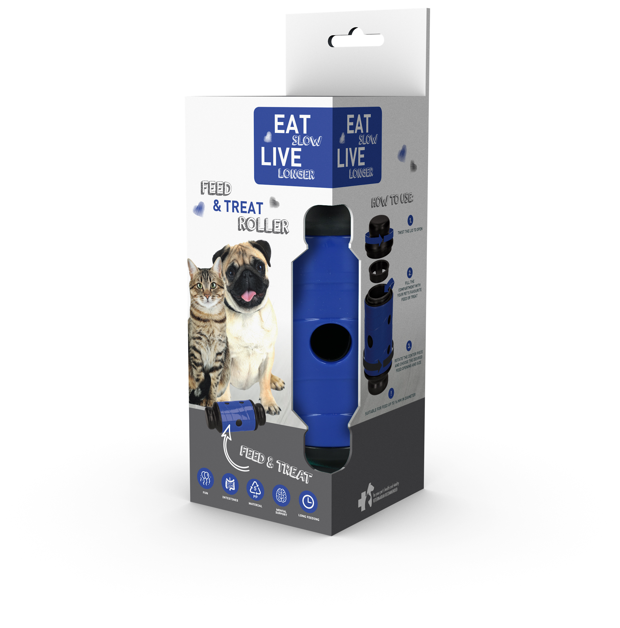 Eat Slow Live Longer Feed & Treat Roller Blauw S 2025 Eat Slow Live Longer Feed & Treat Roller Blauw S - Afbeelding 4