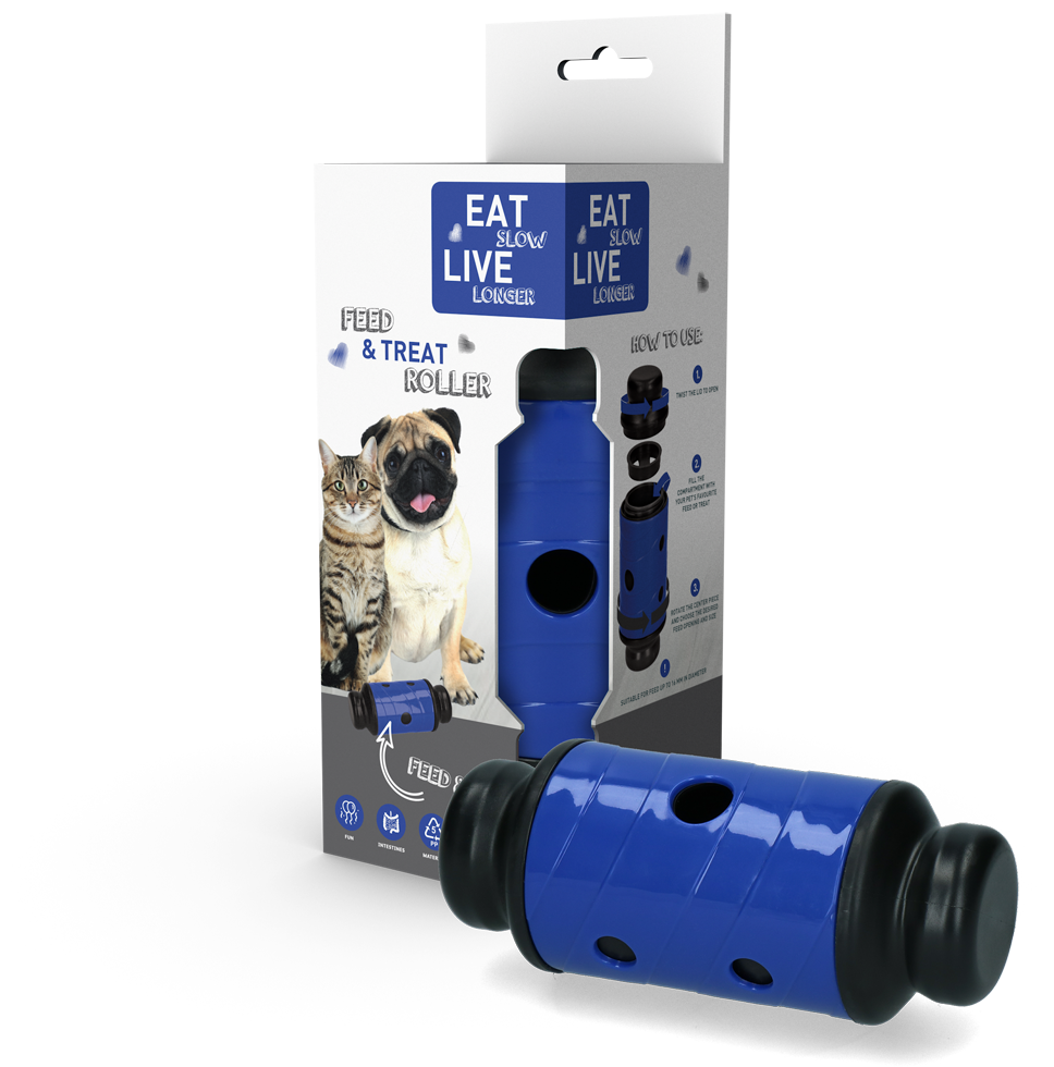 Eat Slow Live Longer Feed & Treat Roller Blauw S 2025 Eat Slow Live Longer Feed & Treat Roller Blauw S