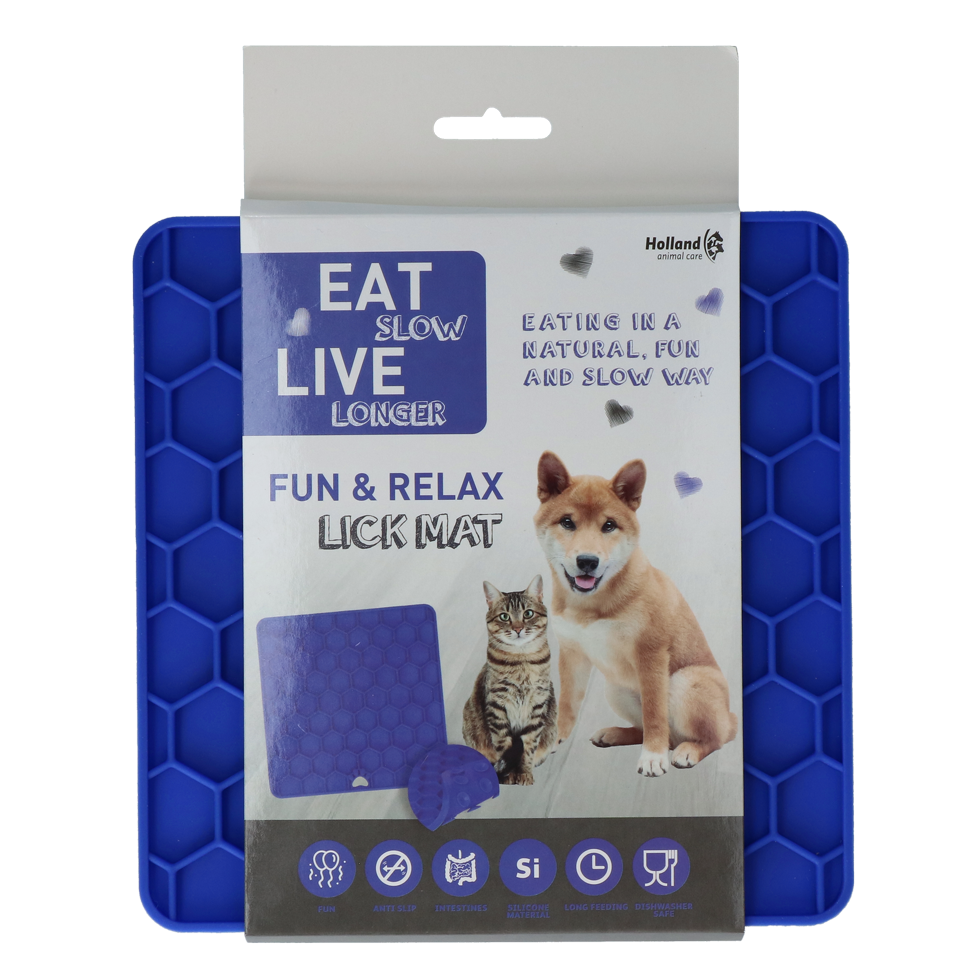 Eat Slow Live Longer Lick Mat Honeycomb Blauw 2025 Eat Slow Live Longer Lick Mat Honeycomb Blauw