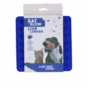 Eat Slow Live Longer Lick Mat Cross Blauw