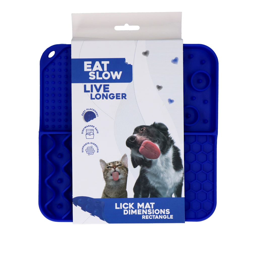 Eat Slow Live Longer Lick Mat Dimensions Rectangle Blauw 2025 Eat Slow Live Longer Lick Mat Dimensions Rectangle Blauw