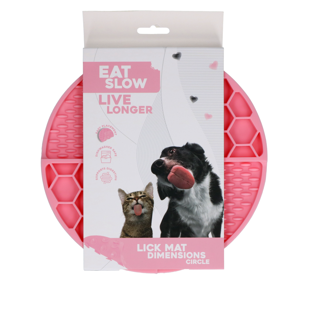 Eat Slow Live Longer Lick Mat Dimensions Circle Roze 2025 Eat Slow Live Longer Lick Mat Dimensions Circle Roze