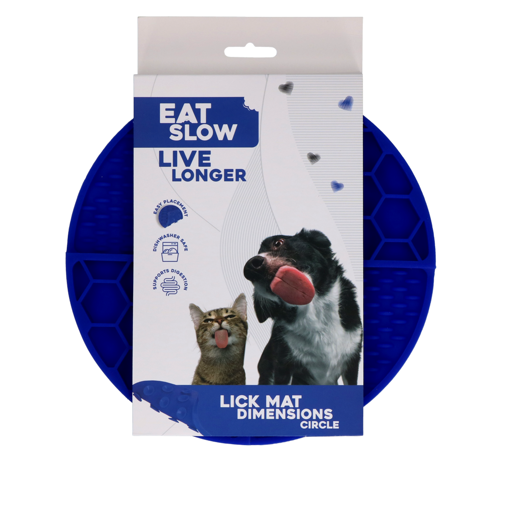 Eat Slow Live Longer Lick Mat Dimensions Circle Blauw 2025 Eat Slow Live Longer Lick Mat Dimensions Circle Blauw