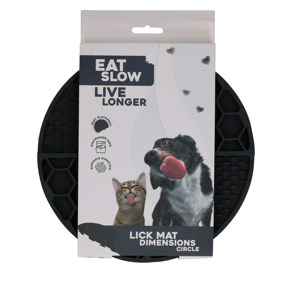 Eat Slow Live Longer Lick Mat Dimensions Circle Grijs 2025 Eat Slow Live Longer Lick Mat Dimensions Circle Grijs