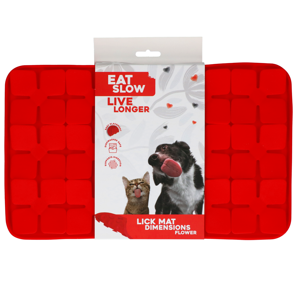 Eat Slow Live Longer Lick Mat Dimensions Flower Rood 2025 Eat Slow Live Longer Lick Mat Dimensions Flower Rood