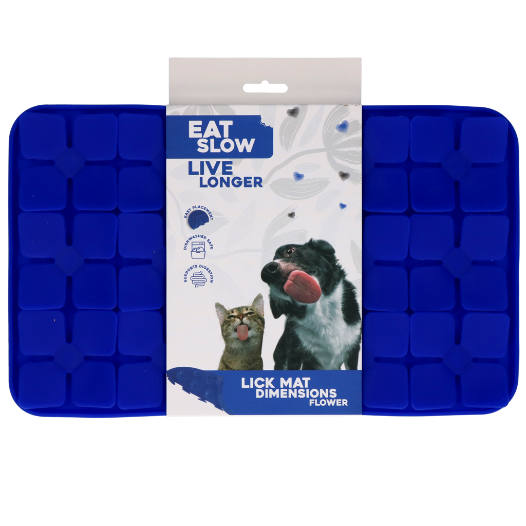 Eat Slow Live Longer Lick Mat Dimensions Flower Blauw 2025 Eat Slow Live Longer Lick Mat Dimensions Flower Blauw