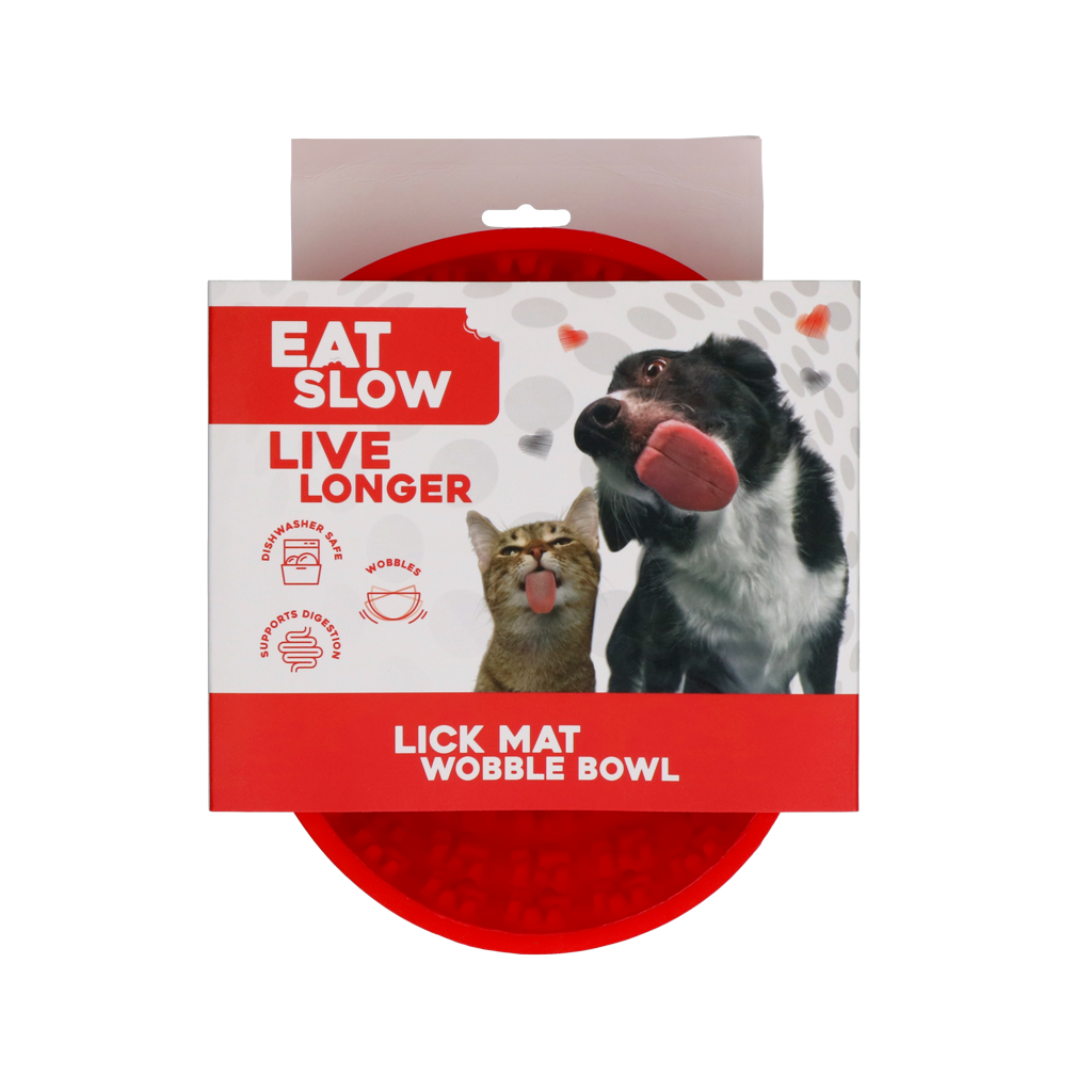 Eat Slow Live Longer Lick Mat Wobble Bowl Rood 2025 Eat Slow Live Longer Lick Mat Wobble Bowl Rood