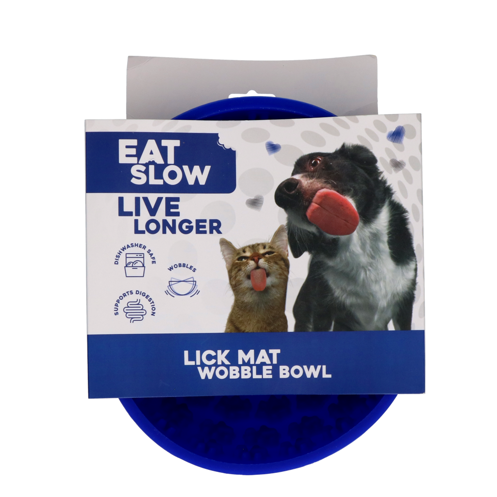 Eat Slow Live Longer Lick Mat Wobble Bowl Blauw 2025 Eat Slow Live Longer Lick Mat Wobble Bowl Blauw