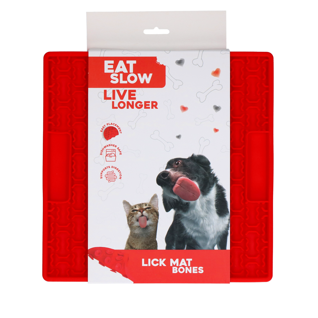 Eat Slow Live Longer Lick Mat Bones Rood 2025 Eat Slow Live Longer Lick Mat Bones Rood