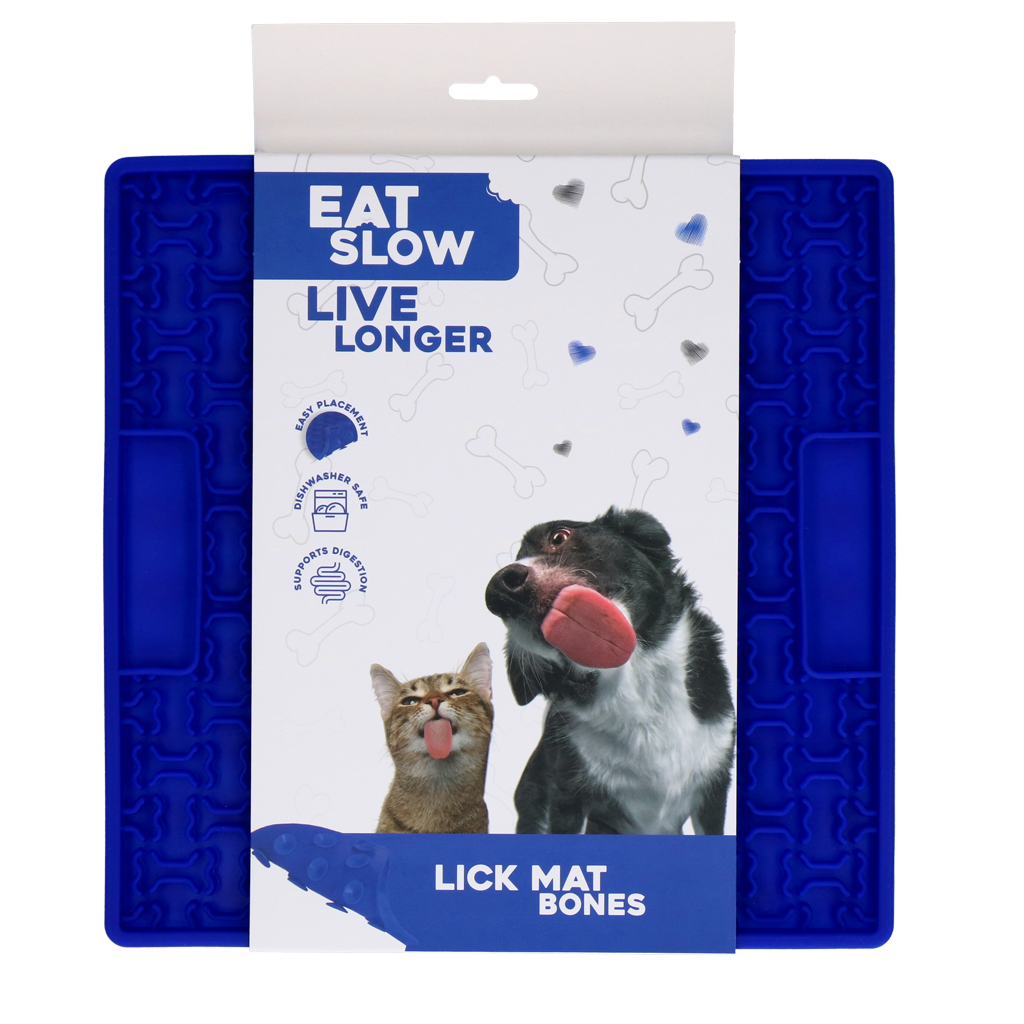 Eat Slow Live Longer Lick Mat Bones Blauw 2025 Eat Slow Live Longer Lick Mat Bones Blauw