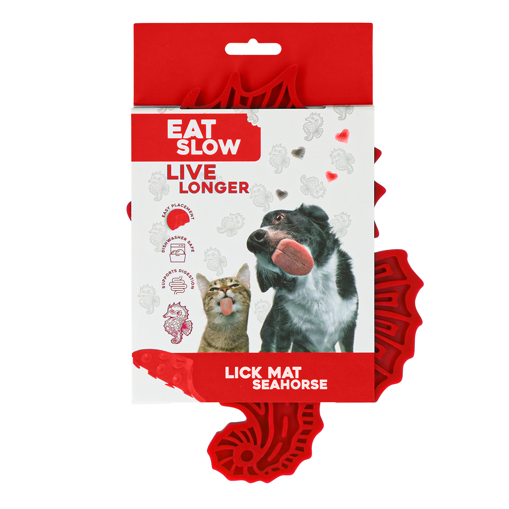 Eat Slow Live Longer Lick Mat Seahorse Rood 2025 Eat Slow Live Longer Lick Mat Seahorse Rood