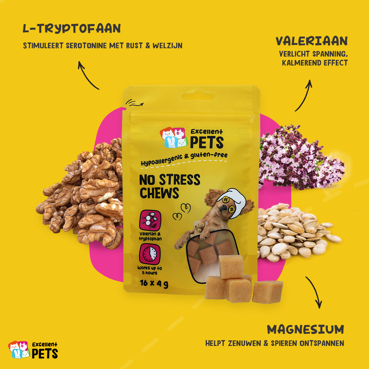 Excellent Pets No Stress Soft Chews 16 x 4 g 2025 Excellent Pets No Stress Soft Chews 16 x 4 g - Afbeelding 6