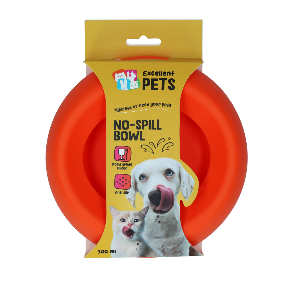 Excellent Pets No-Spill Bowl 300ml Oranje S 2025 Excellent Pets No-Spill Bowl 300ml Oranje S