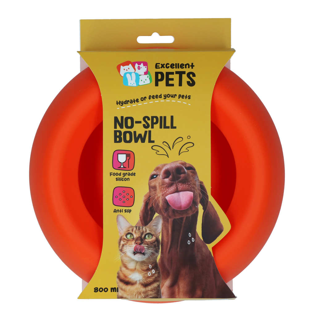 Excellent Pets No-Spill Bowl 800ml Oranje M 2025 Excellent Pets No-Spill Bowl 800ml Oranje M