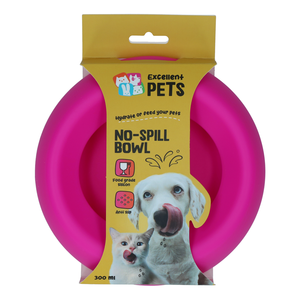 Excellent Pets No-Spill Bowl 300ml Roze S 2025 Excellent Pets No-Spill Bowl 300ml Roze S