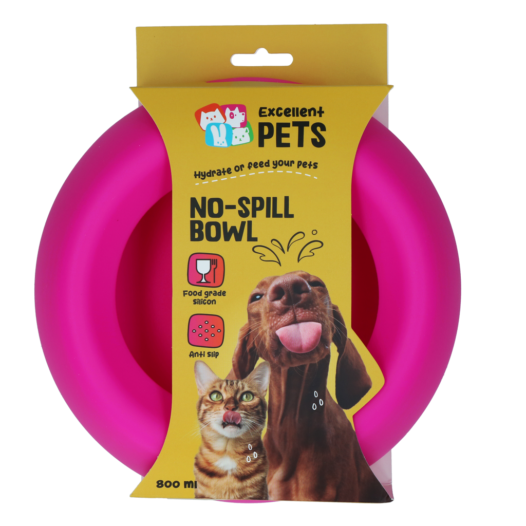 Excellent Pets No-Spill Bowl 800ml Roze M 2025 Excellent Pets No-Spill Bowl 800ml Roze M