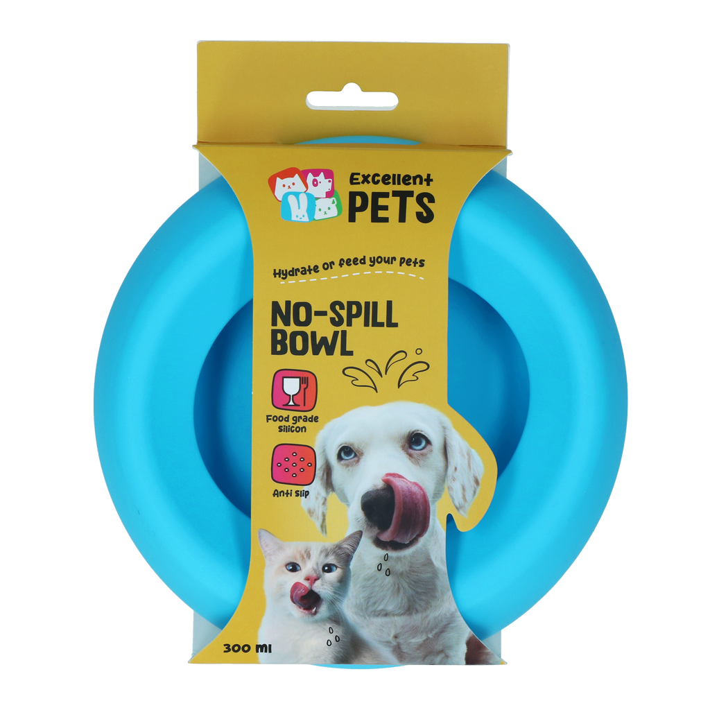 Excellent Pets No-Spill Bowl 300ml Blauw S 2025 Excellent Pets No-Spill Bowl 300ml Blauw S