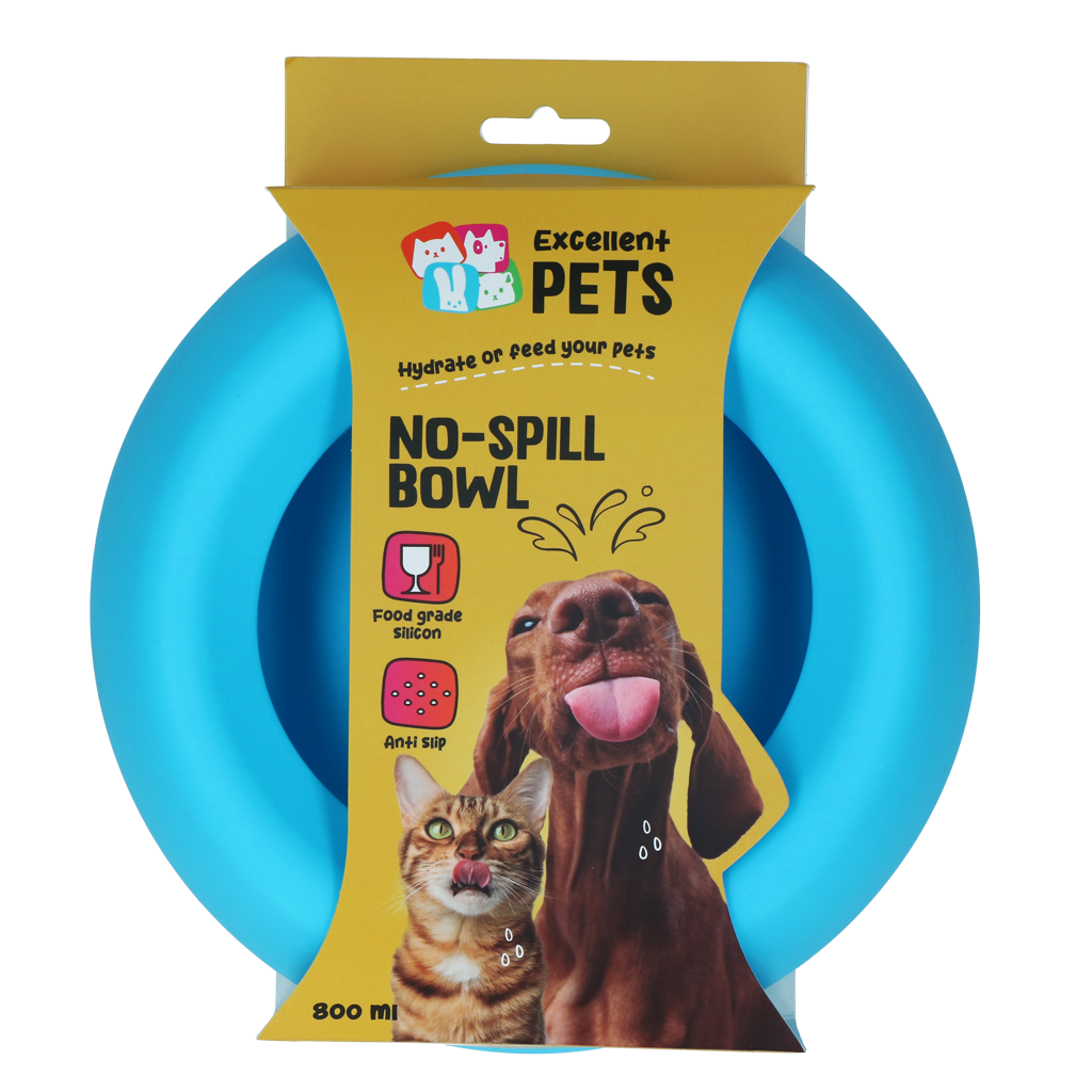 Excellent Pets No-Spill Bowl 800ml Blauw M 2025 Excellent Pets No-Spill Bowl 800ml Blauw M