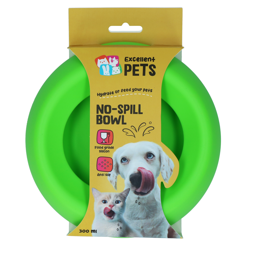 Excellent Pets No-Spill Bowl 300ml Groen S 2025 Excellent Pets No-Spill Bowl 300ml Groen S