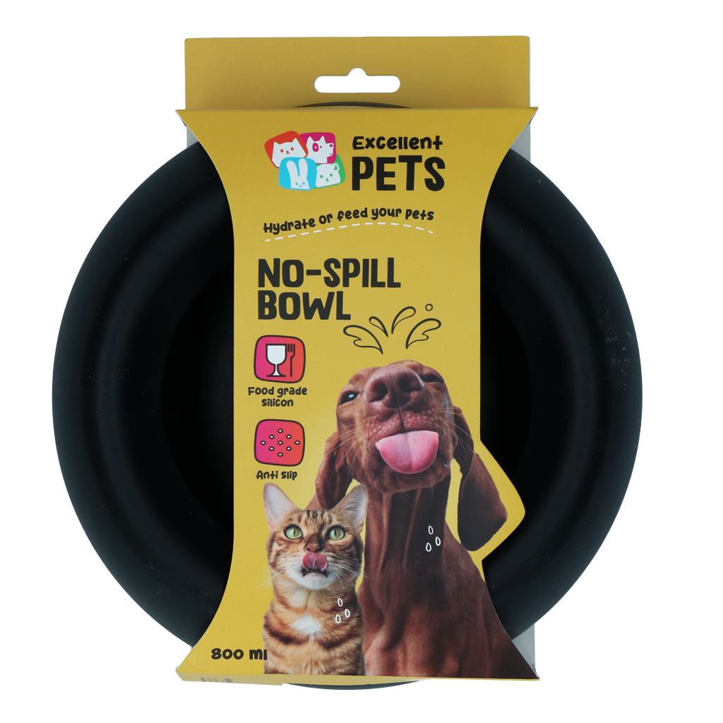 Excellent Pets No-Spill Bowl 800ml Antraciet M 2025 Excellent Pets No-Spill Bowl 800ml Antraciet M