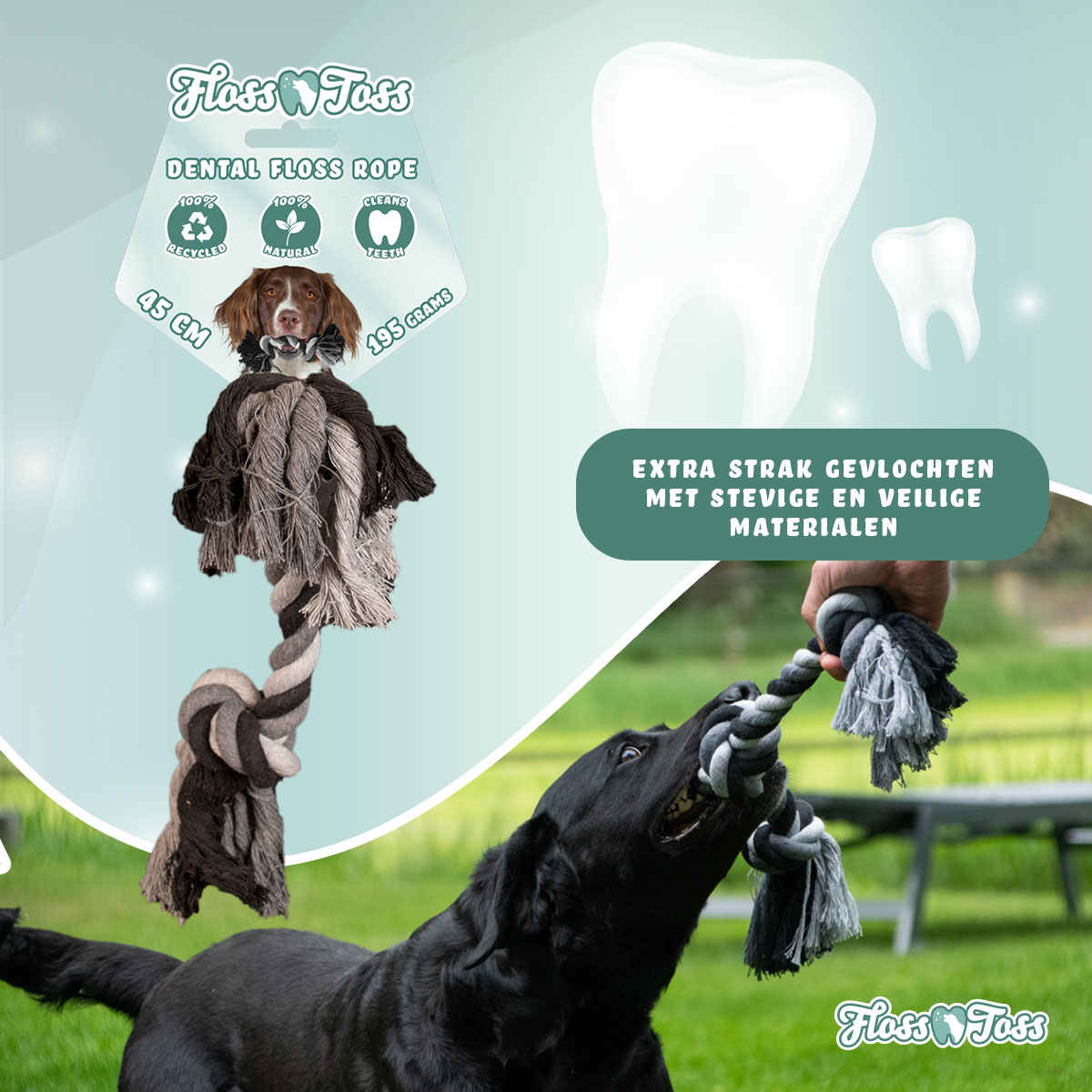 Floss Toss Dental Rope 2 Knot - 45 cm 2025 Floss Toss Dental Rope 2 Knot - 45 cm - Afbeelding 6