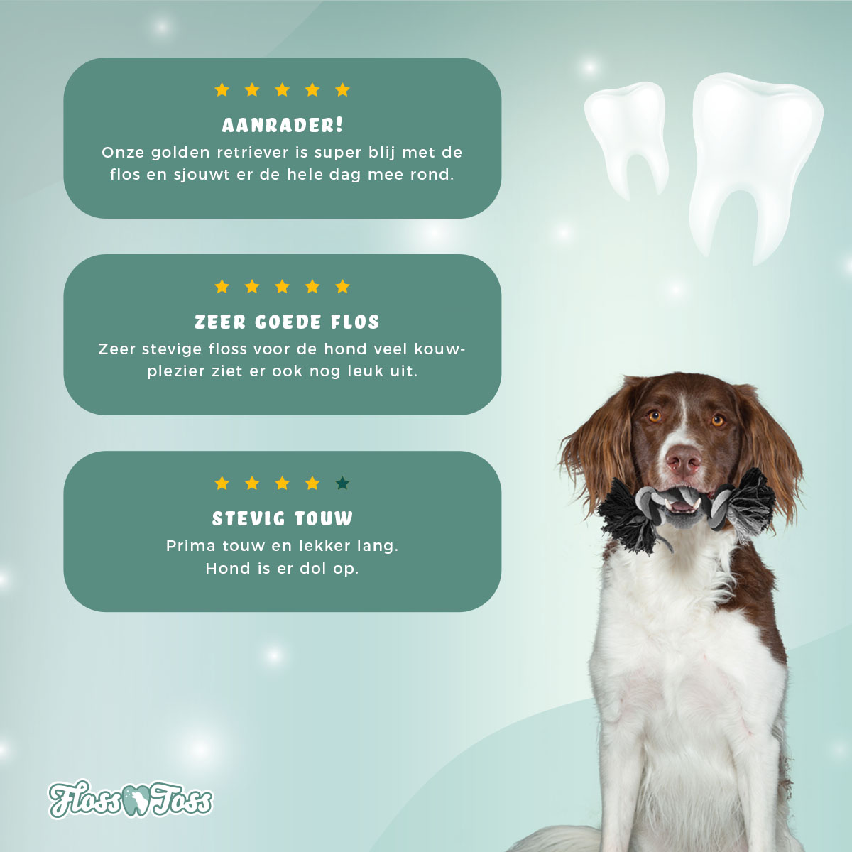 Floss Toss Dental Rope 2 Knot - 45 cm 2025 Floss Toss Dental Rope 2 Knot - 45 cm - Afbeelding 4