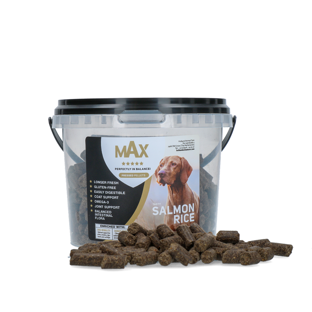 Max Adult Geperste Brokken Zalm & Rijst 400 g 2025 Max Adult Geperste Brokken Zalm & Rijst 400 g