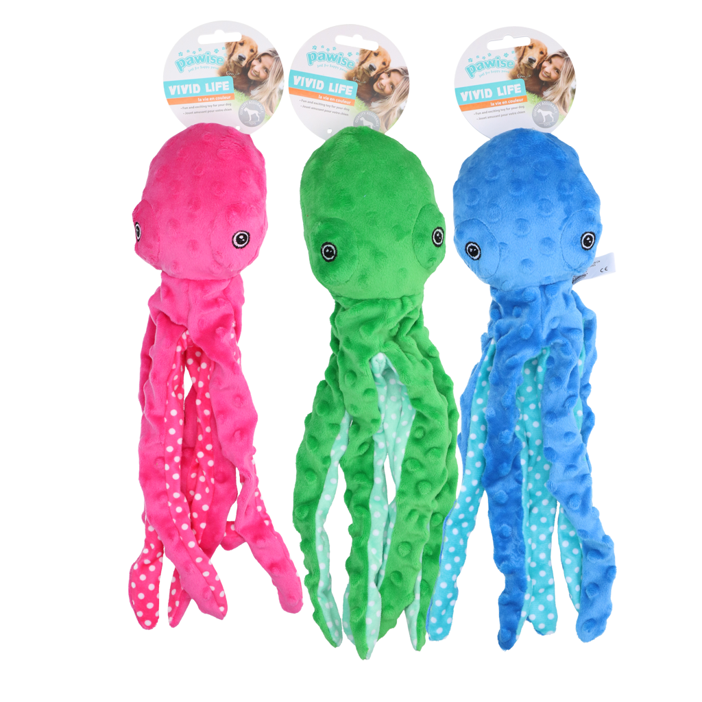 Pawise Multicolor Plush Octopus (3 colour assorted) S 2025 Pawise Multicolor Plush Octopus (3 colour assorted) S
