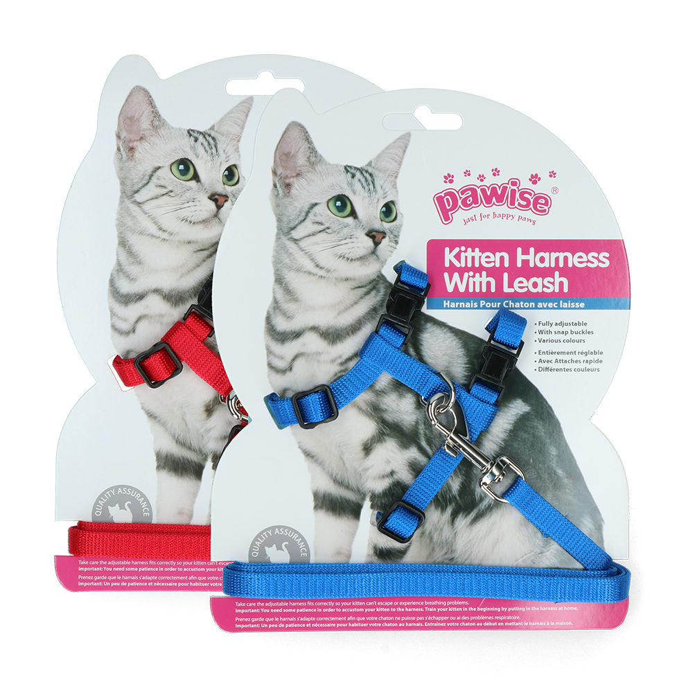 Pawise Kitten Harness With Leash Red/Blue S 2025 Pawise Kitten Harness With Leash Red/Blue S