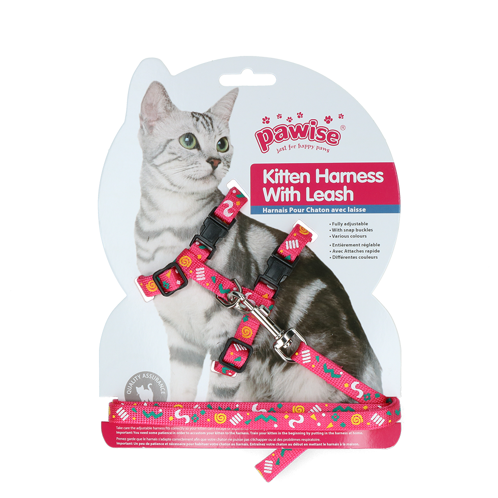 Pawise Kitten Harness With Leash Pink/Purple 2025 Pawise Kitten Harness With Leash Pink/Purple - Afbeelding 2