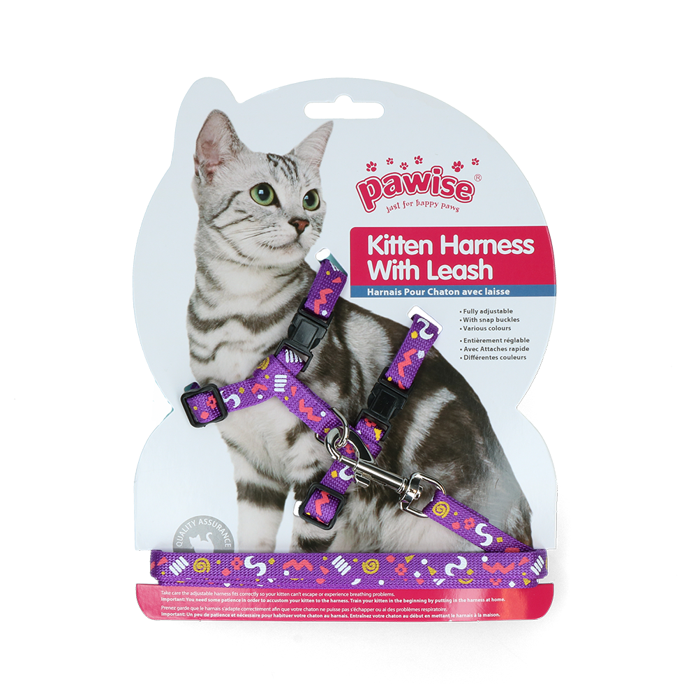 Pawise Kitten Harness With Leash Pink/Purple 2025 Pawise Kitten Harness With Leash Pink/Purple - Afbeelding 3